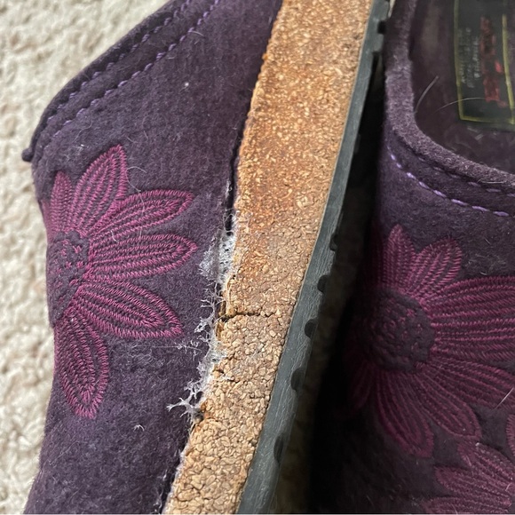 Haflinger Floral Embroidered Wool Slipper Clogs - Picture 8 of 11